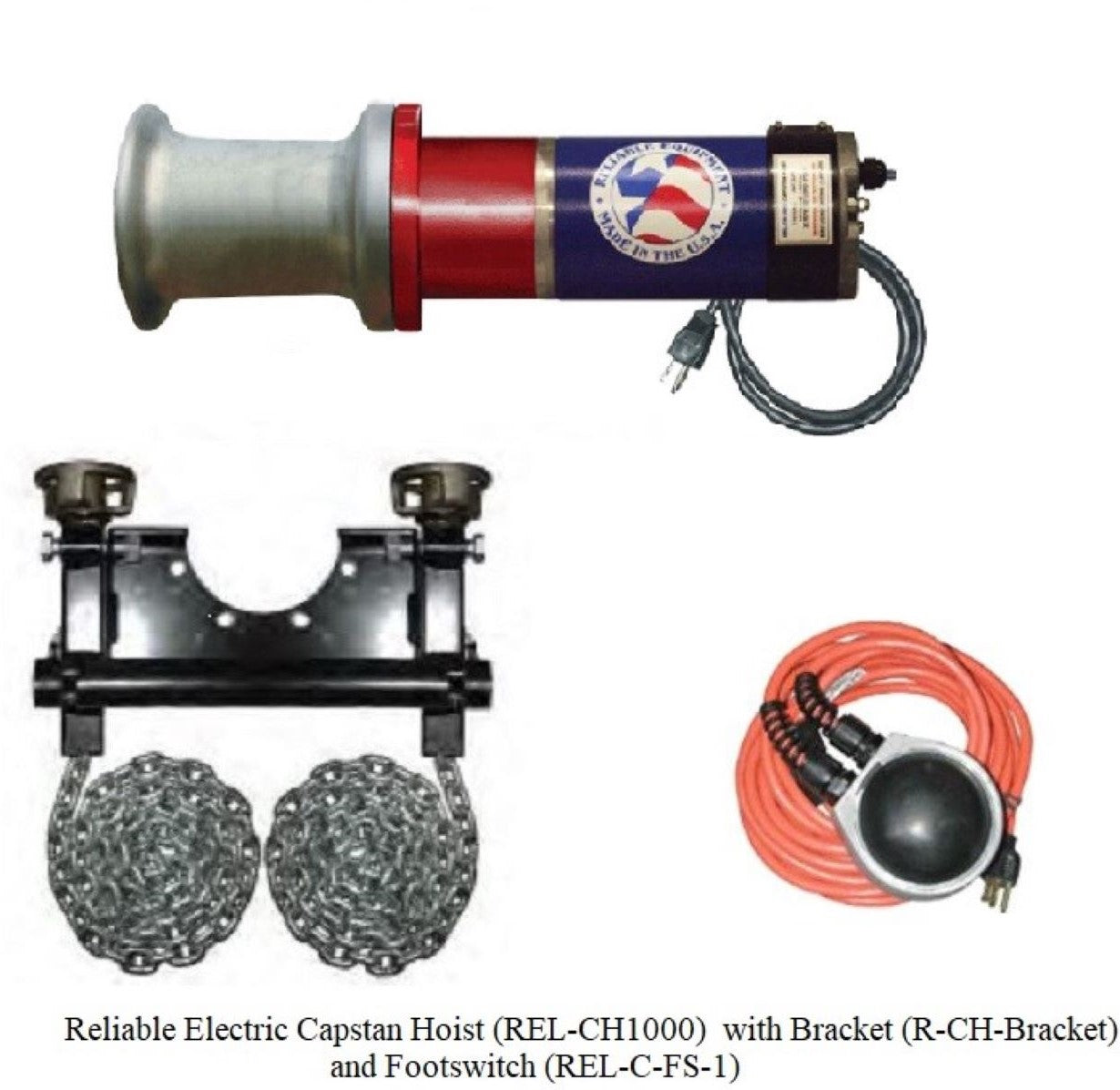 RELIABLE ELECTRIC CAPSTAN HOIST WITH MOUNT AND REMOTE, RELCH1000